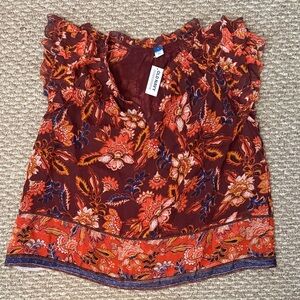 Old Navy Women's Floral Blouse - Red and Brown